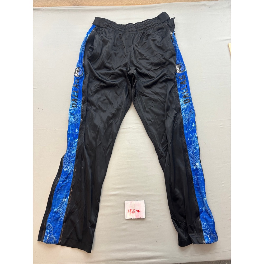 Zipway Dallas Mavericks NBA Breakaway Track Pants Mens Large Black Blue Zippers
